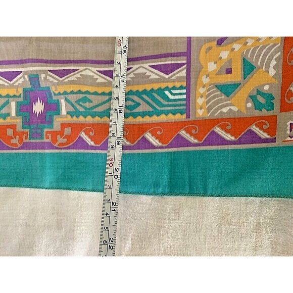 Vintage Wamcraft Bandana 50/50 Cotton Poly Southwest Turquoise Thunderbird USA - Picture 6 of 7